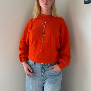 Vintage Jerzees Orange Crewneck Sweatshirt | 90s USA Made | Size L